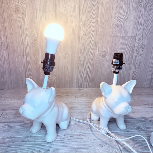 Target French bulldog cermic white lamps 2015/2016 one repairs as shown lights - Picture 3 of 15
